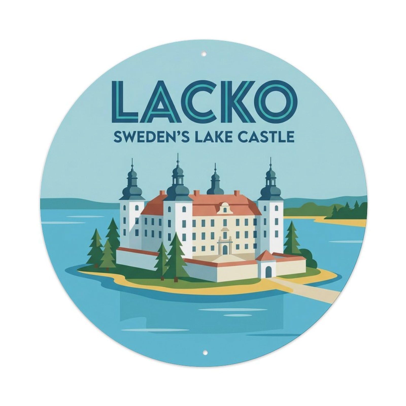 Vintage Travel Lacko Sweden Manor Metal Tin Sign