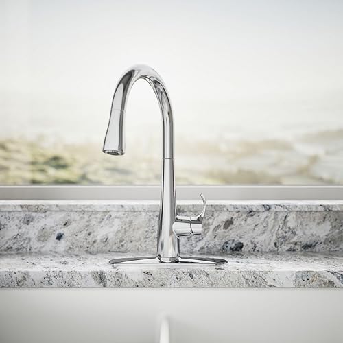 Miniatura 122 de KOHLER Simplice, llave abatible de cocina, 647-CP Mate negro,Cromo pulido,Latón cepillado vibrante.,Vibrant Stainless