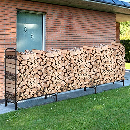 Singlyfire 12Ft Firewood Rack Outdoor Firewood Storage Rack Heavy Duty Log Rack Stand Steel Tubular Easy Assemble Fire Wood Rack For Patio Deck Adjustable Log Storage Holder For Outdoor Fireplace Tool #TOP6