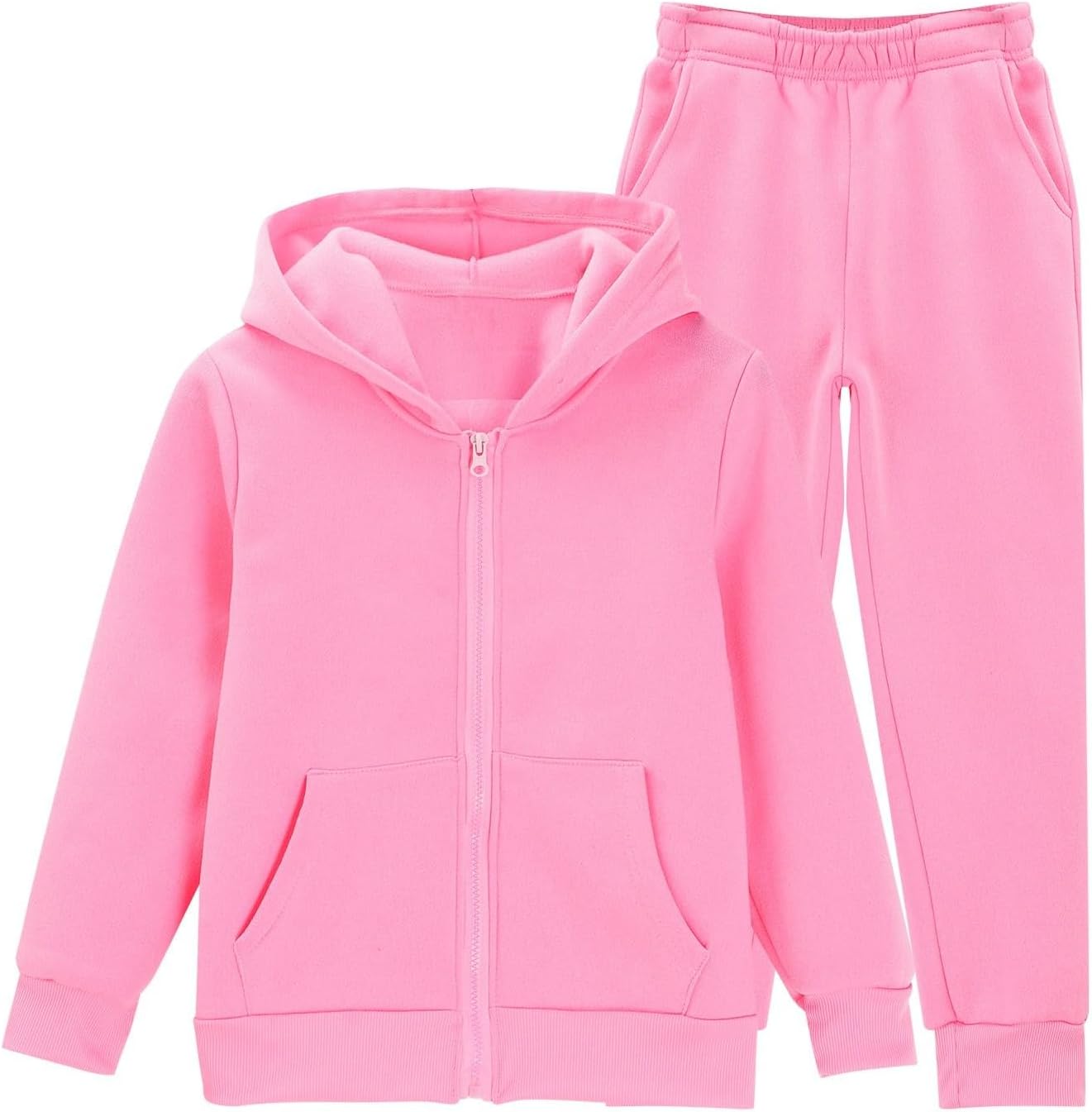 Kids 2 Piece Tracksuit,Full Zip Pocket Hoodie,Jogger Pants | School sports casual wear | Soft fleece stretch comfy fit