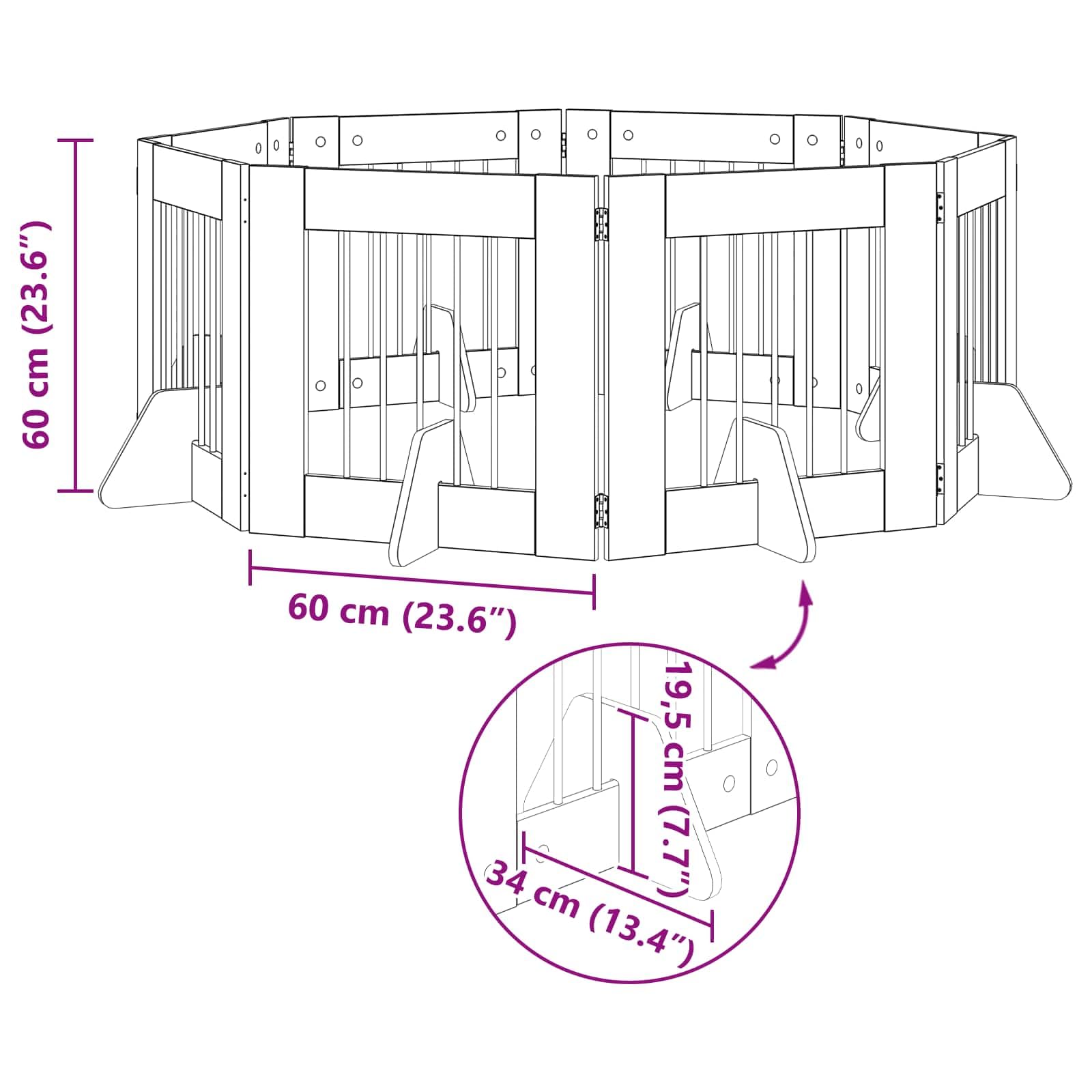 Portería para perros con soporte, 8 piezas de roble ahumado, 60 x 60 cm, plegable y portátil, para interior y exterior, protección segura y barrera para cachorros y perros