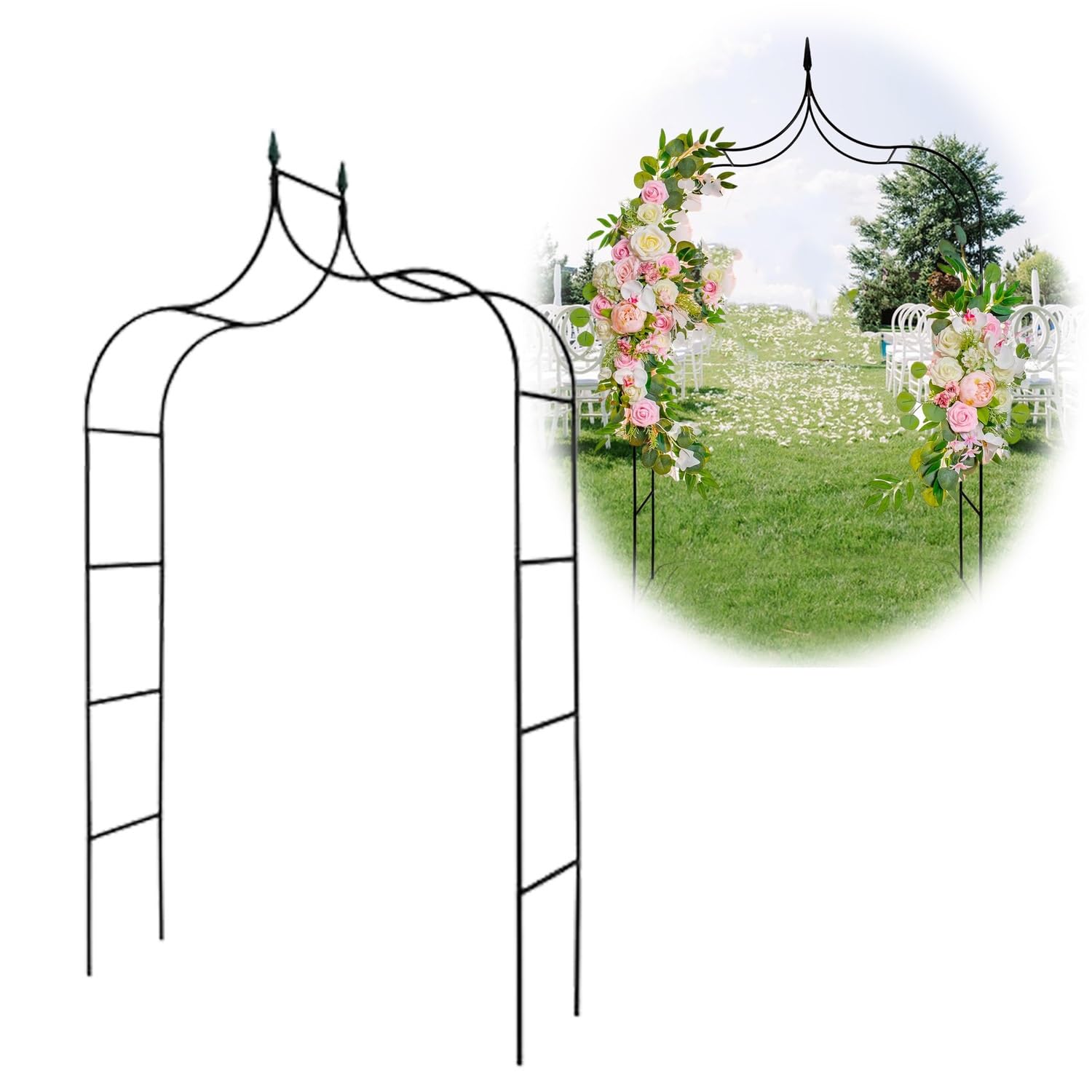 Tonnelle de jardin en métal noir résistant aux intempéries pour plantes grimpantes