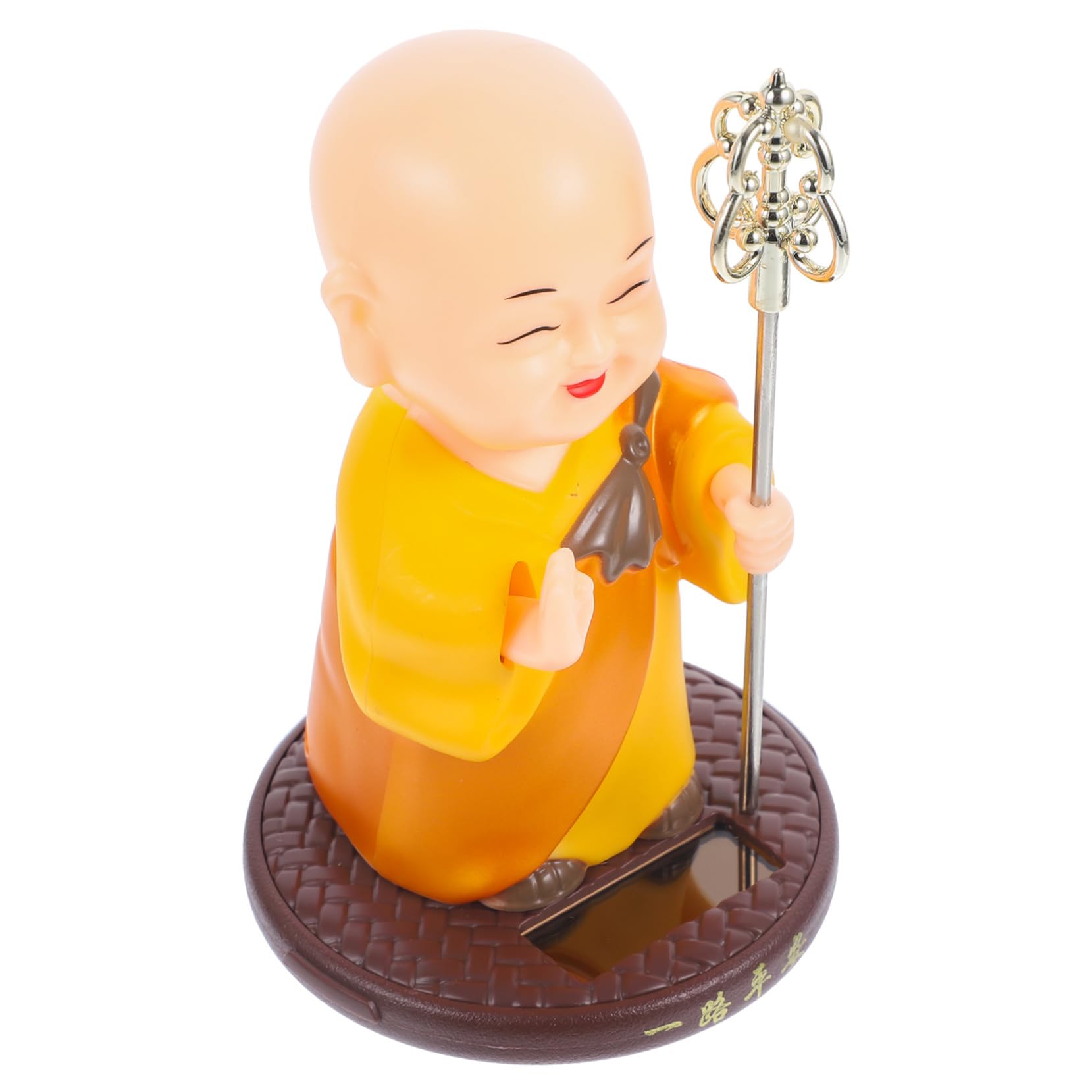 STOBAZA 3stücke Solarbetriebene Schüttelkopf-mönchsfigur Lustiges Auto- Niedliche Desktop-Gestaltung Für Büro Und Zuhause Innovative Asiatische Dekoration Gelbe Statue