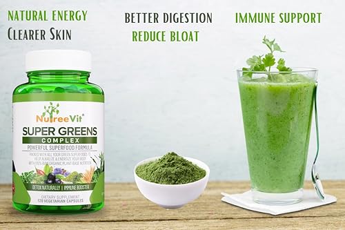 Miniatura 5 de SuperGreens - Espirulina, Clorella, Hierba de trigo + más - Potenciador de energía e inmune
