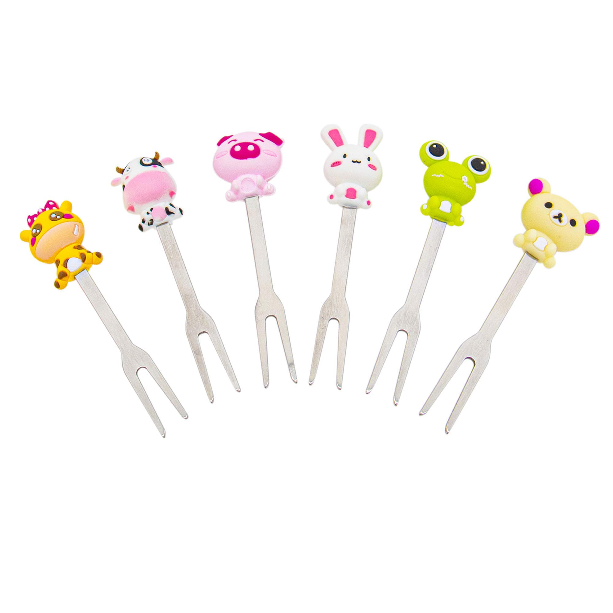 AUEAR Set of 6 Stainless Steel Fruit forks Cute Animal Food Picks Dessert for Bento Lunch Box, Party Choose — Amazon image 6