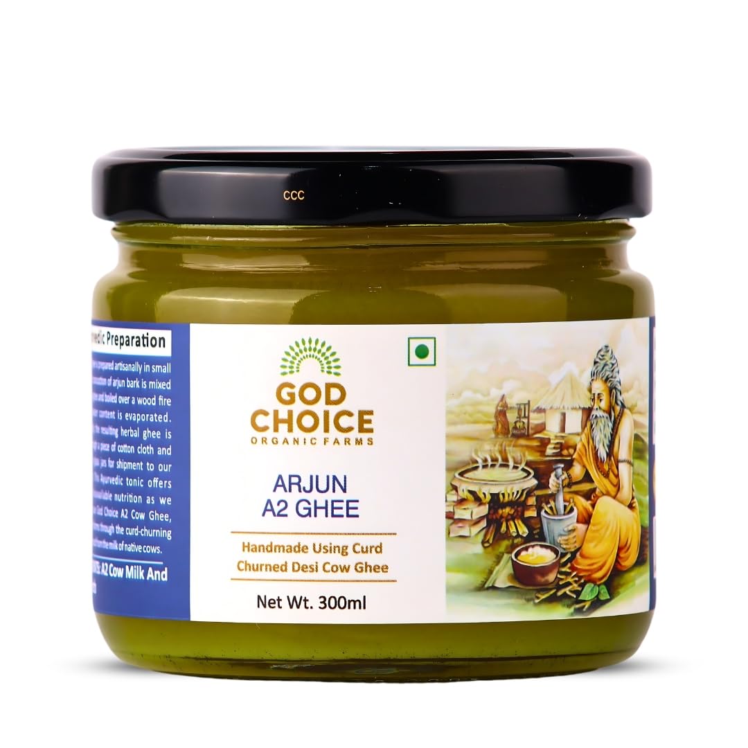 God Choice Organic Farms – Ayurvedic Arjun A2 Desi Cow Ghee 300 ML | Herbal Desi Cow Ghee from Bilona Method | Curd Churned Organic Desi Ghee (Glass Jar) (B0D3HSB69W) Amazon Price History, Amazon Price Tracker