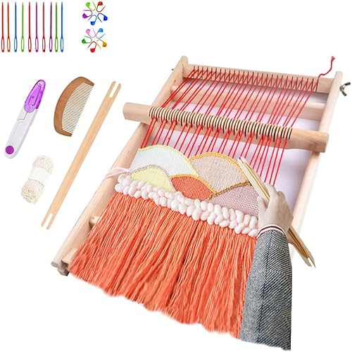RRigo Kit de telar de tejido, telares de tapiz de madera de 15.7 pulgadas de alto x 11.8 pulgadas de ancho, marco de tejido grande para manualidades