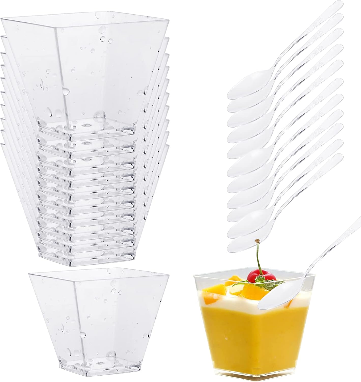 Mini Dessert Cups 50Pcs 2oz/60ml Small Dessert Cups with 50Pcs Mini