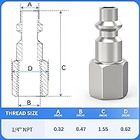Vista 2 de ChillWaves Enchufe de aire industrial, enchufes neumáticos hembra NPT de 1/4", accesorios para compresores de aire (paquete de 15)