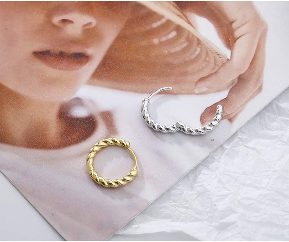 Twist Knot Rope S925 Sterling Silver Thick Round Small Hoop Earrings for Women Girls Sensitive Ear Fashion Minimalist Dainty Circle Huggie Sleeper Hoops Hypoallergenic Jewelry Gifts for Mom - Image 3
