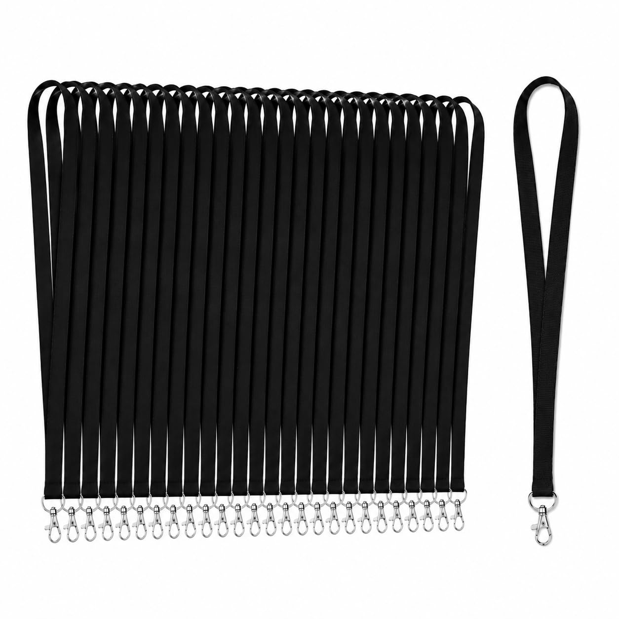 Pack 50 Lanyard Negro con Gancho Metálico Giratorio de 50cm para Porta Tarjetas Identificativas | Landyard colgante ideal para Llaves, Credenciales, portatarjetas en Eventos o en la Oficina (Pack 50)