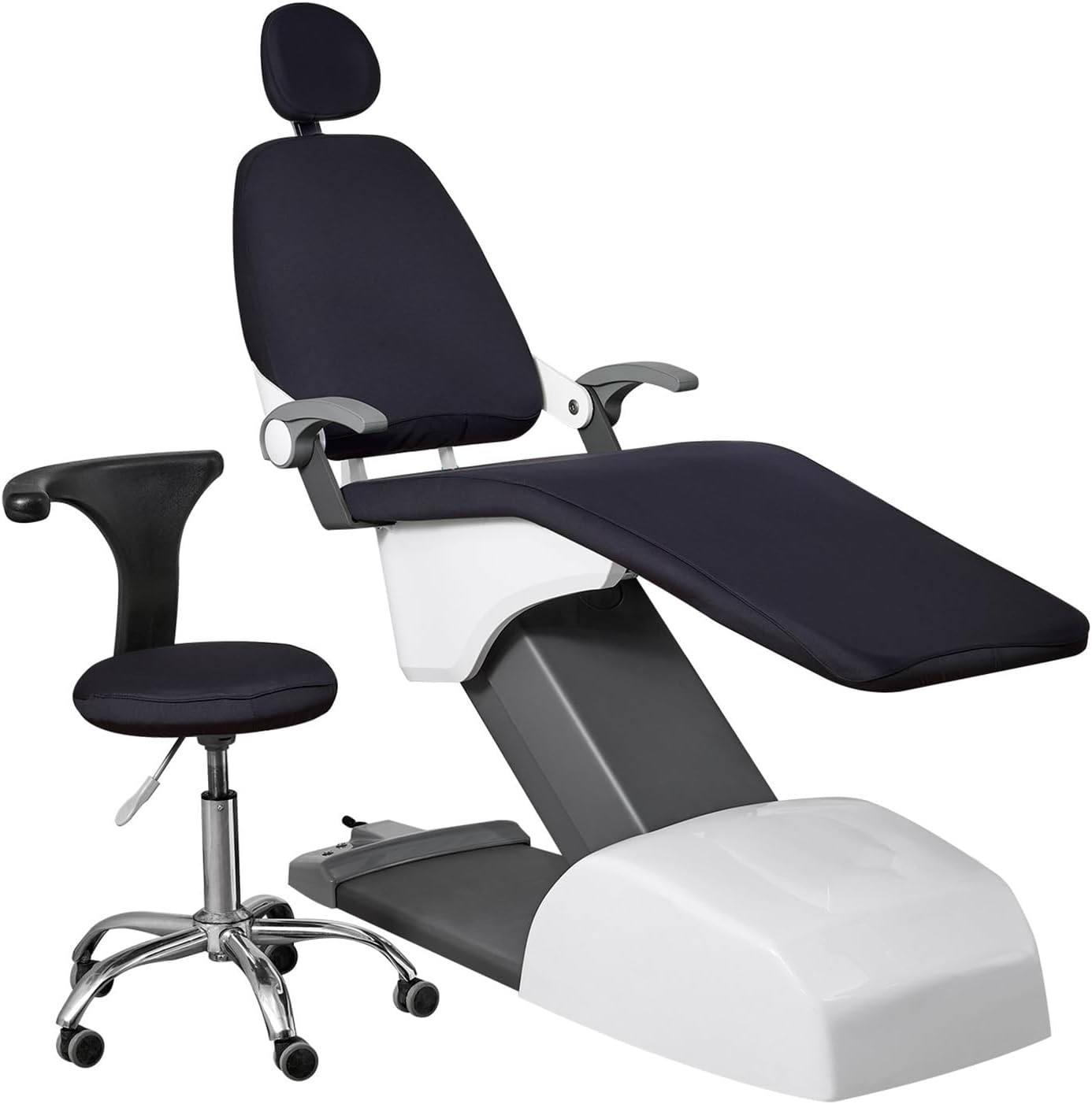 TANGHULU 4Pcs/Set Spandex Full Dental Chair Cover Elastic Protective Case Headrest Backrest Protector for Dentist Equipment(Black)