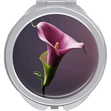 Purple Calla Lily Travel Makeup Mirror Portable Folding Cosmetic Compact Mirror with 2 X 1x Magnification Mini Pocket Mirror for Women Purses