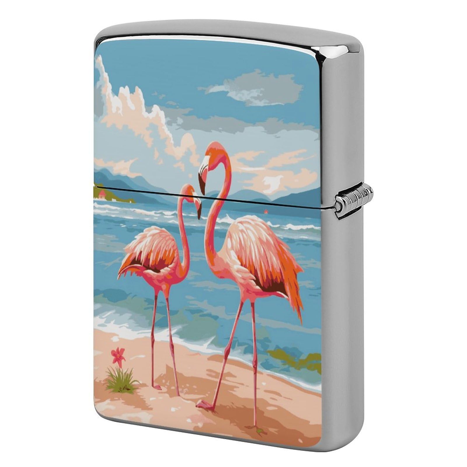 Fodpand Style Flamingo Beach Metal Lighter Case Cover Lighter Sleeve