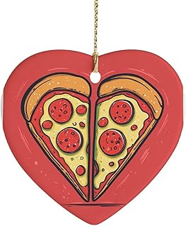 Funny Christmas Ornament 2025 Heart-Shaped Pizza Two Slices Hanging Ornaments Cartoon Cheese Pizza Memory Keepsake Holiday Present Ldeas - Gift Exchange