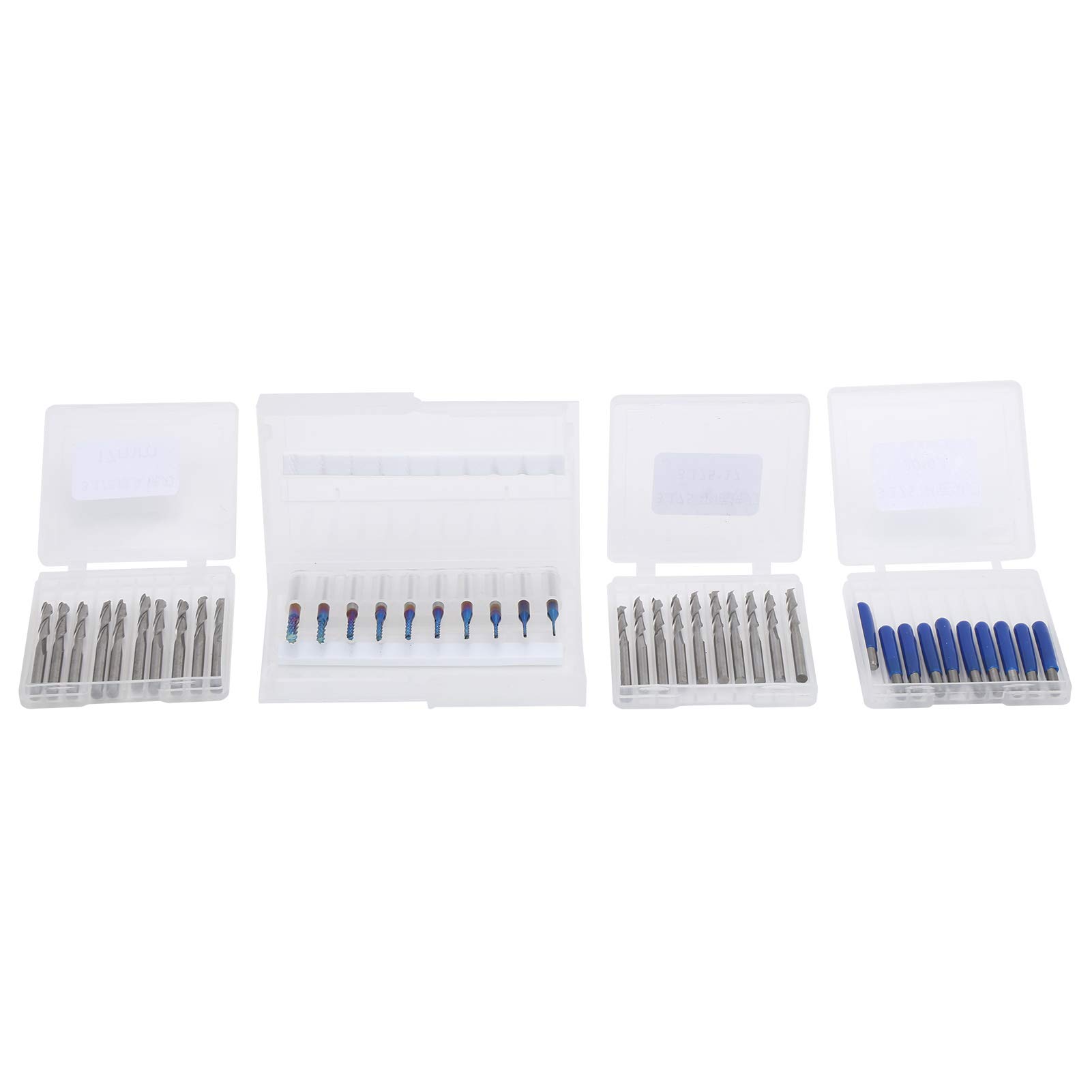 Juego de 40 fresas de acero de tungsteno, brocas de extremo de carburo con vástago de 3,175 mm, herramientas de grabado revestidas en Ti para moldes de PCB, plástico y madera, kit