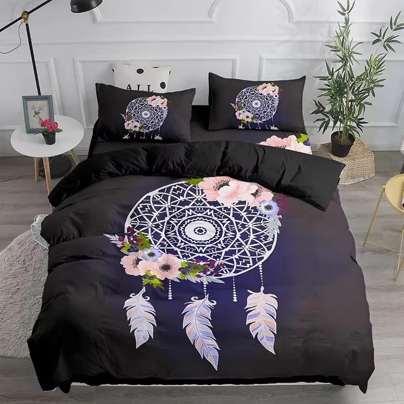Parure de lit Bohème Attrape-Rêves avec housse de couette 140x200 et sa taie d'oreiller pour enfant