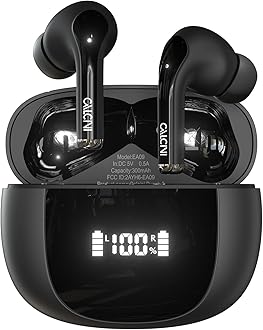 Wireless Earbuds, Bluetooth Headphones 5.3 with LED Power Display Charging Case,True Wireless Earphones Deep Bass Stereo Sound TWS Microphone, IP67Waterproof for Sleep Sport Workout Gam（Black）