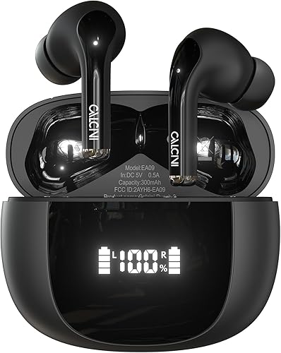 Auriculares inalámbricos, auriculares Bluetooth 5.3 con pantalla de alimentación LED, funda de carga, auriculares inalámbricos verdaderos con sonido
