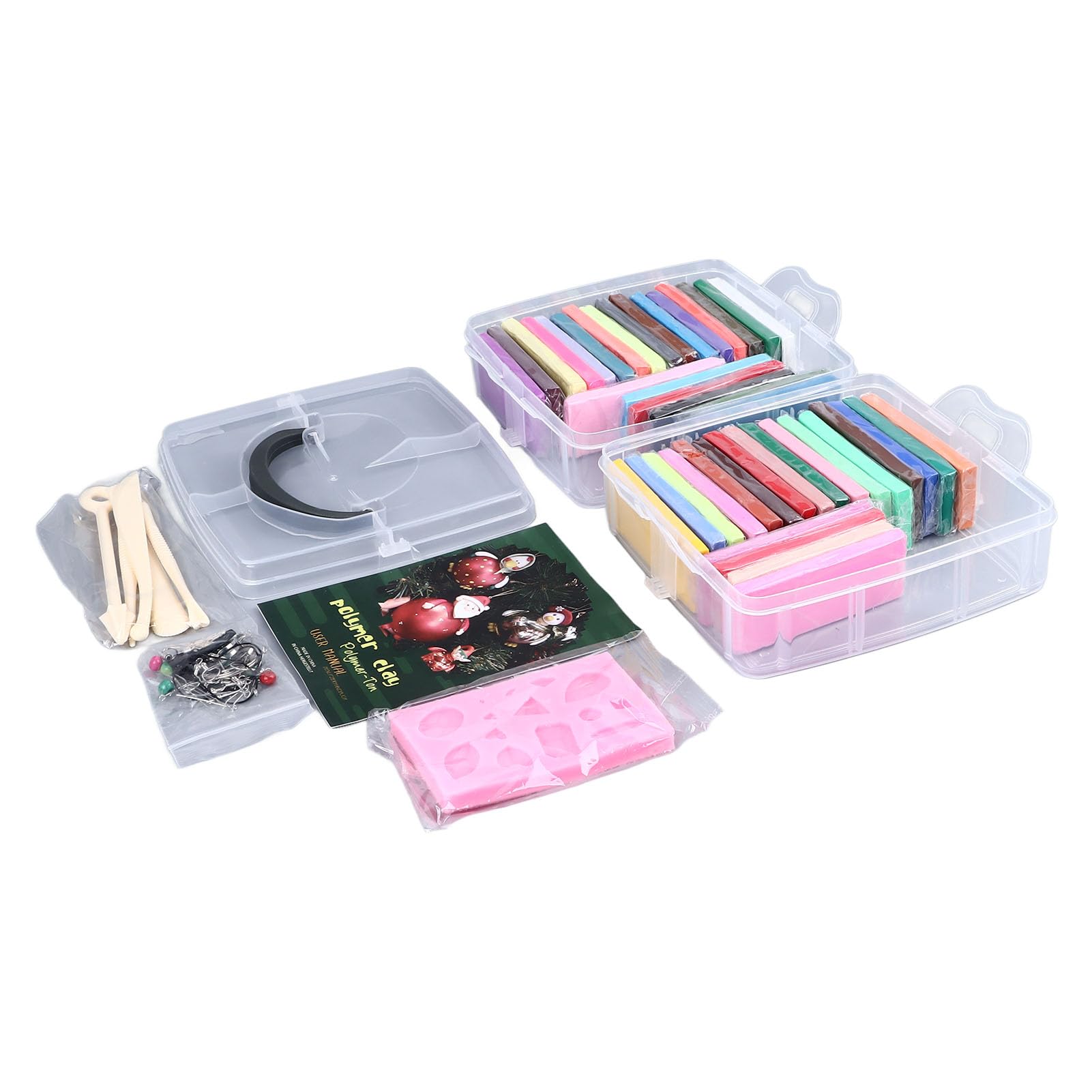 Juego de arcilla de modelado de 42 colores con 5 herramientas de modelado, juego de arcilla suave para manualidades, juego completo de accesorios de arte con molde de silicona y caja de almacenamiento