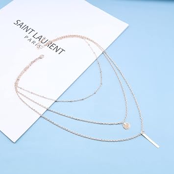 Boho Layered Bar Coin Necklace Sequins Choker Gold Round Disc Necklaces Bar Pendant Multilayer Necklace Chain Wedding Jewelry Long Necklaces for Women