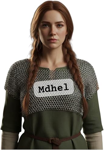 Chainmail Shirt, Square Collar, Large, Anodized Aluminum | Medieval Hauberk, Lightweight, Replica, New