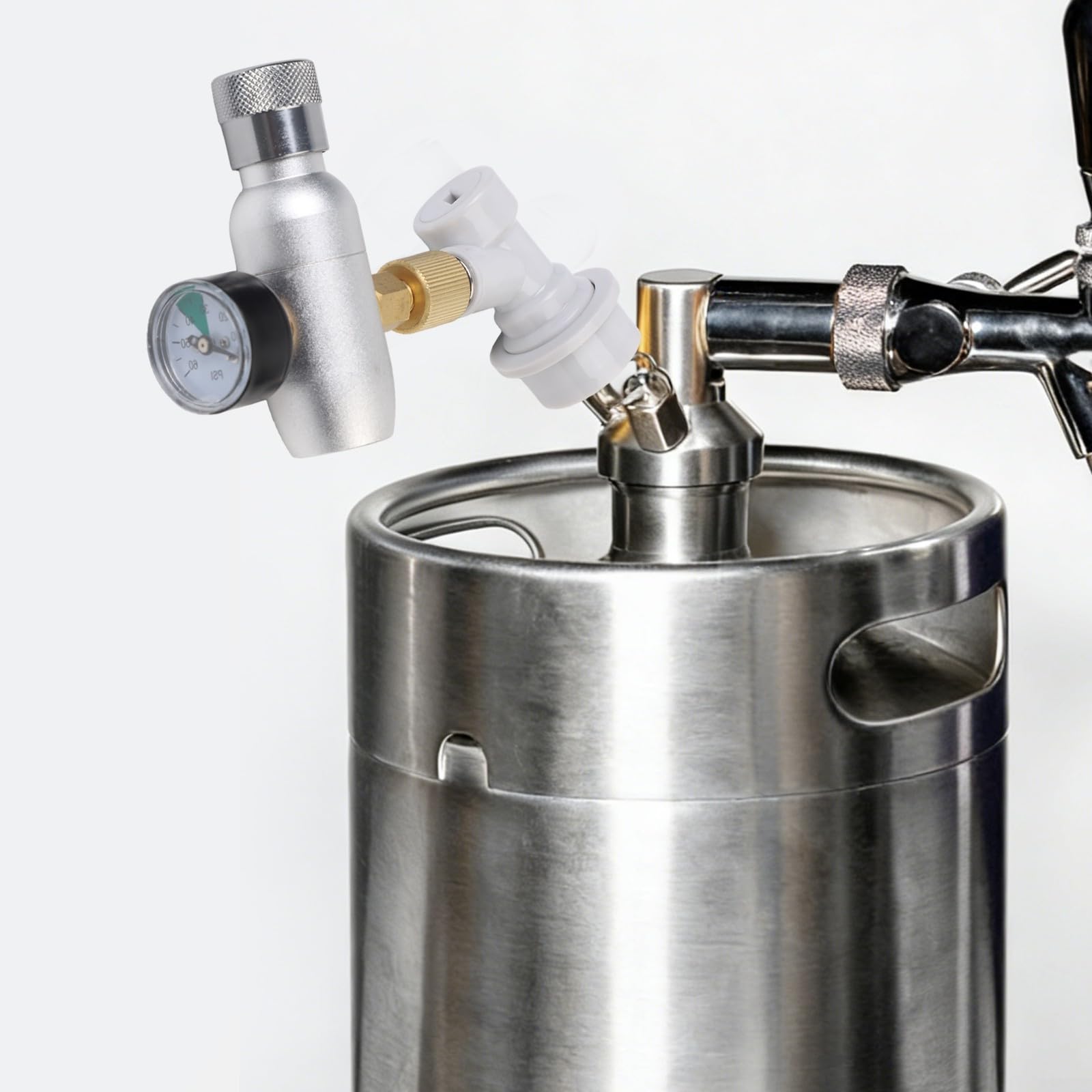 Regolatore barile di birra 0-60 PSI, valvola di riduzione della pressione in alluminio anodizzato con chiusura a sfera, dispenser compatto Homebrew