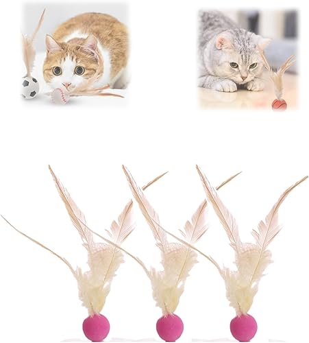 Celerypets - Juego interactivo de bolas de plumas para gatos, juguetes inflables para gatos con cola de plumas, juguetes de pelota de interior para