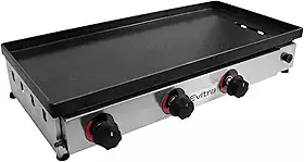 Chapa De Lanche A Gás Profissional Para Hamburguer Ideal Para Restaurantes - Com 3 queimadores, 4 Níveis De Calor E Controle De Temperatura Ajustável - Fabricada Em Inox Com Revestimento Antiaderente