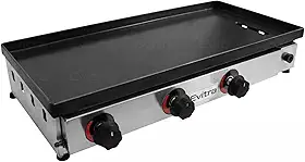 Chapa De Lanche A Gás Profissional Para Hamburguer Ideal Para Restaurantes - Com 3 queimadores, 4 Níveis De Calor E Controle De Temperatura Ajustável - Fabricada Em Inox Com Revestimento Antiaderente