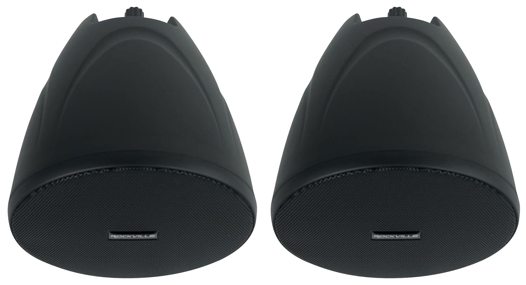 Rockville PEN-40T Black 70V/100V/8 Ohm 4 in Hanging Pendant Speaker Commercial/Restaurant, 2-Way Design, Detachable Euroblock Terminals, Eyelet