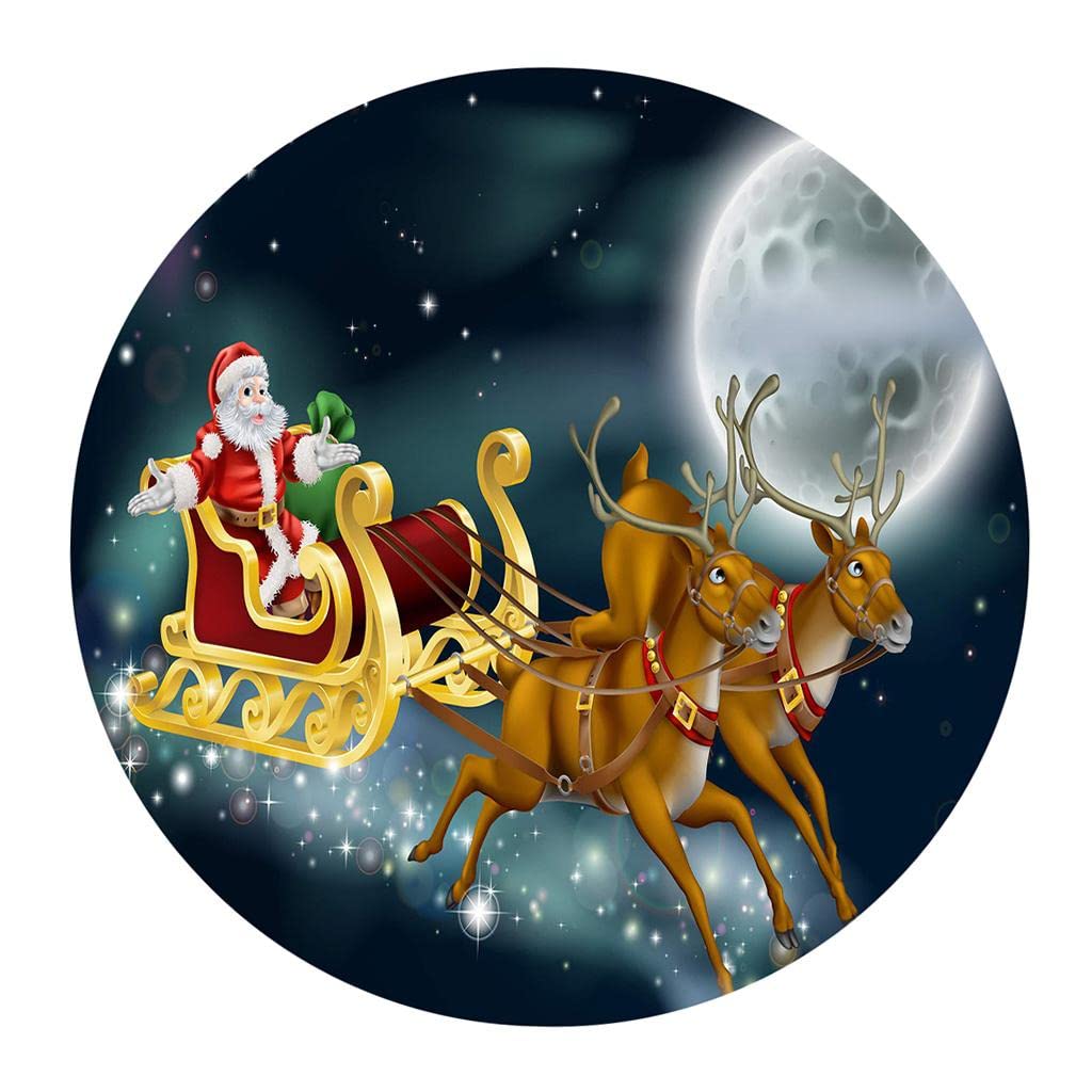 Xmas Theme Waterproof Tablecloth for Round Table 1.2m Dia Elk Santa|Slipcovers|Home & Garden-image-47