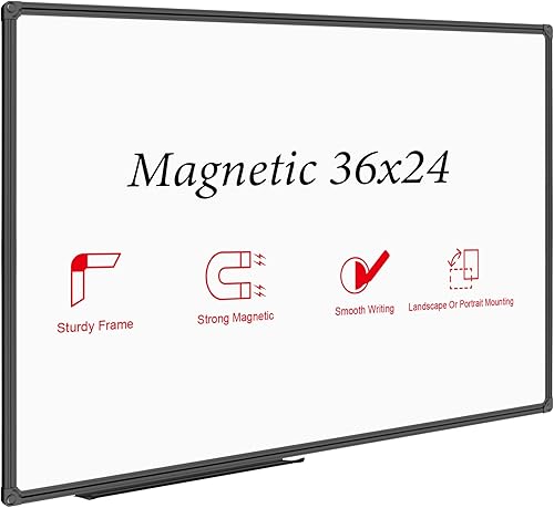Vista 14 de JILoffice Pizarra Blanca Magnética/Pizarra Blanca, Pizarra de Borrado en Seco de 48 x 24 Pulgadas, Marco de Aluminio Negro, Pizarra Montada