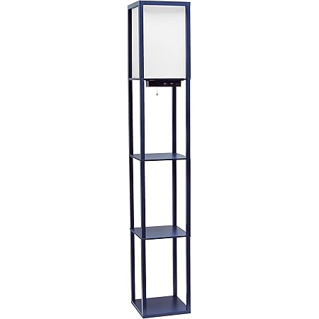Simple Designs Home Lf1014 Nav Etagere Organizer Storage Shelf Linen Shade Floor Lamp Navy Amazon Com