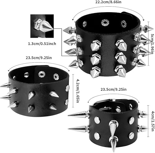 Miniatura 5 de Pulsera tachonada, pulsera punk, pulseras con pinchos, pulseras emo, pulseras góticas, pulsera gótica, brazalete con tachuelas