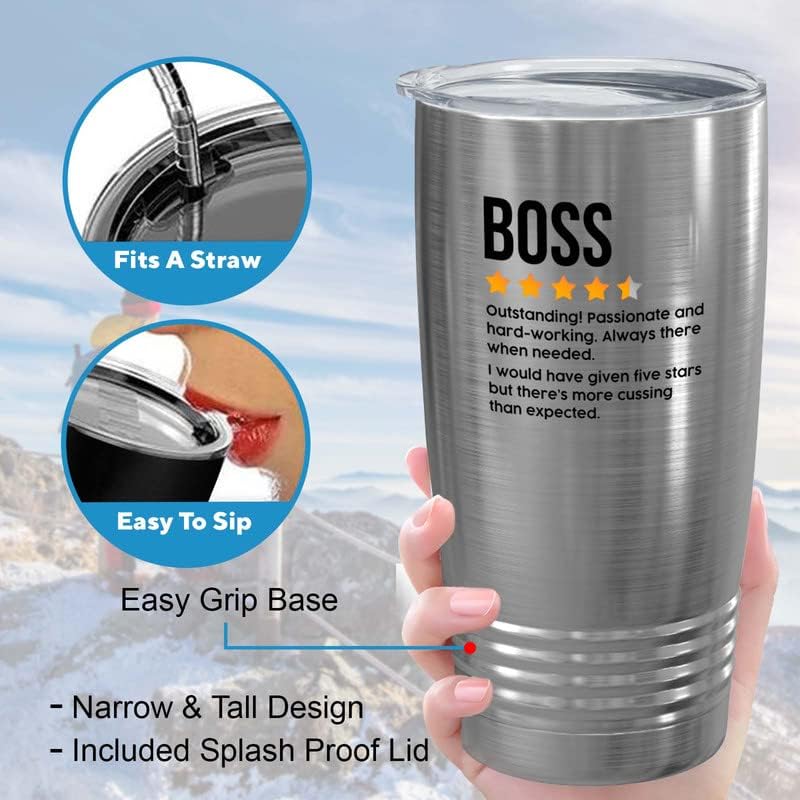 Leadership Stainless Viking Tumbler 20oz - Boss Review - Encouragement Mentor Work Positivity Entrepreneur Accountability Lady Boss Inspirational