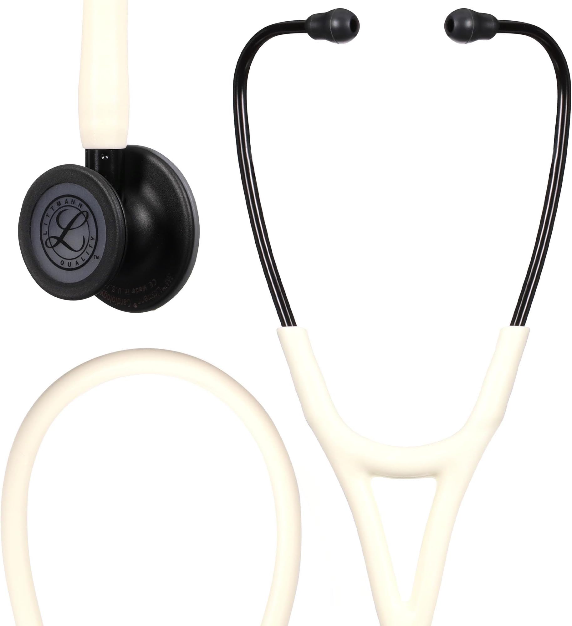 3M Littmann Cardiology IV Diagnostic Stethoscope, Black Matte-finish Chestpiece, Alabaster Satin-Finish Tube, 27 inch, 6186C