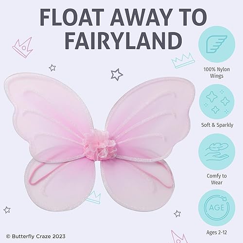 Miniatura 4 de Butterfly Craze Girls Fairy Angel or Butterfly Wings  Costume Accessories for Parties  Colors Blue Green Pink Purple