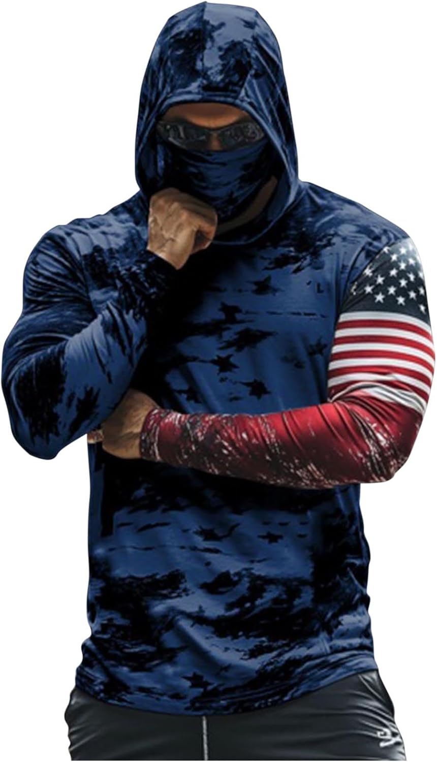 Rash Guard for Men UPF 50+ Sun Protection Hoodie Shirts Quick Dry Lightweight Long Sleeve Shirts Fishing Shirt