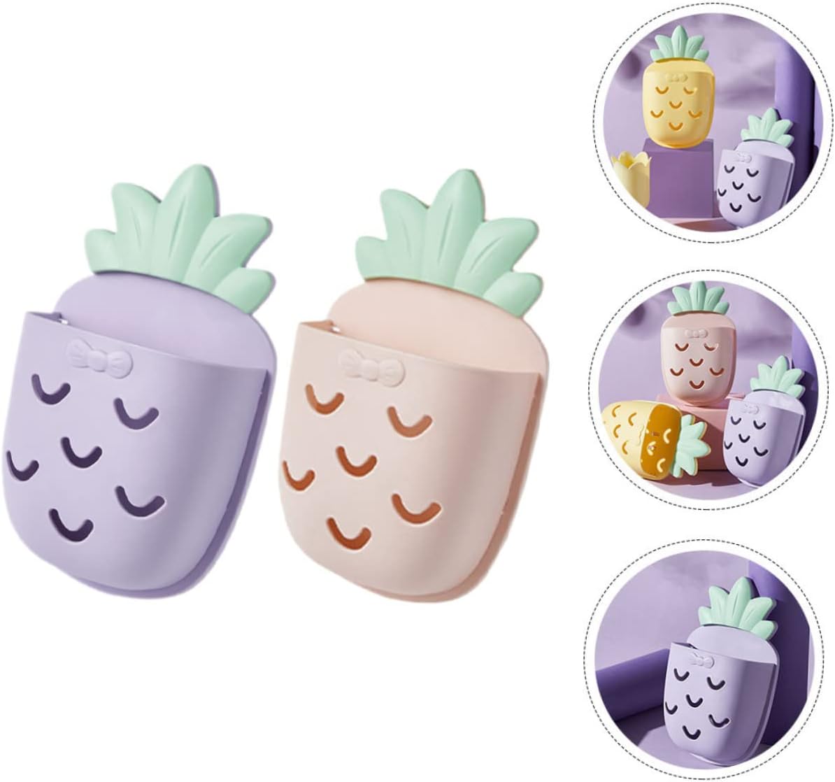Storage Holder 2 Pcs for Bathroom Pineapple Wall Mounted image 5