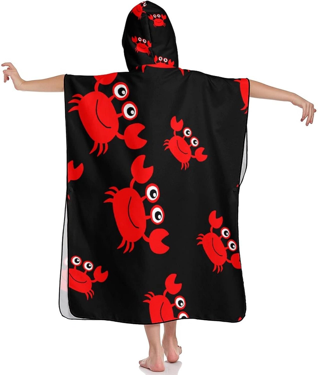 Cute Crab Hooded Towel for Kids Soft Bath Plush Towel with Hood for Pool Beach Swim Cover-ups