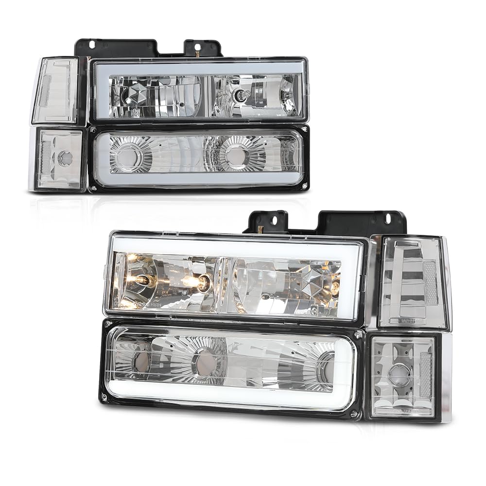 GRAND ORANGE LED Headlights W/Bulbs Fit 1994-1999 Chevy GMC C/K