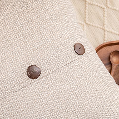 Pack Of 2 Burlap Linen Throw Pillow Covers With Buttons, Rustic Farmhouse Decorative Boho Lumbar Pillowcases Cushion Throw Pillows For Couch Sofa Living Room Outdoor Decor, Cream White, 12 X 20 Inch #TOP1