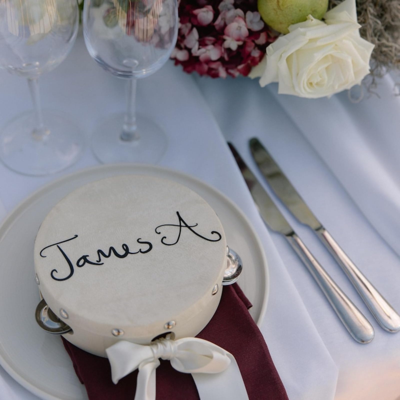 Panderetas de boda personalizadas con nombre y logotipo, mini panderetas para boda, piel de oveja para niños y adultos, tarjetas de lugar de boda, pandereta para iglesia, recuerdos de boda para