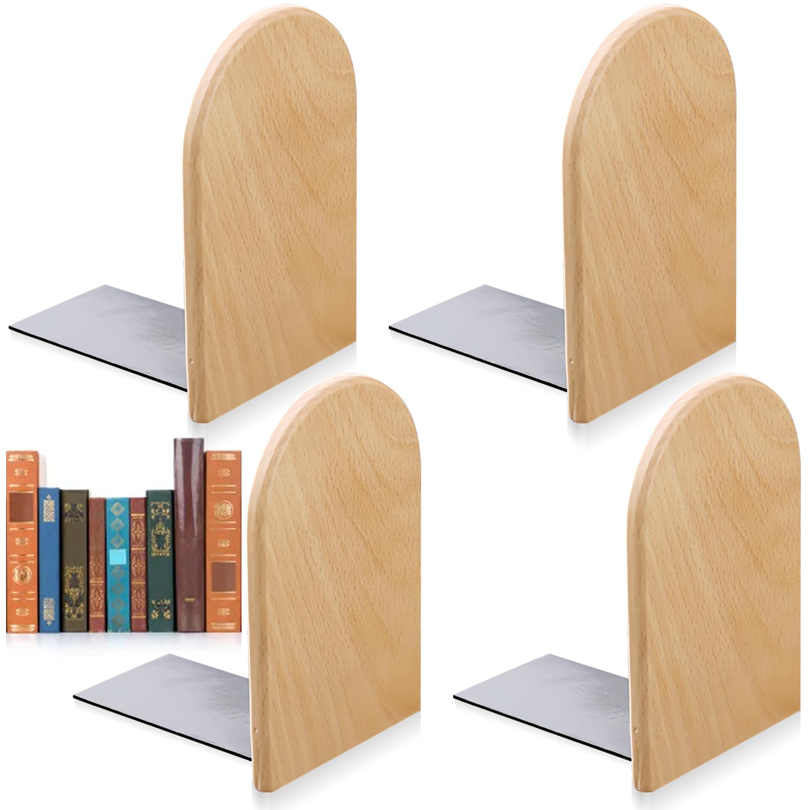 Decoratieve boekensteunen boekensteunen houten boekensteunen voor planken Heavy Duty boekuiteinden boekstopper voor bibliotheek kantoor thuis school antislip boekensteun (kleur: één maat, maat: S