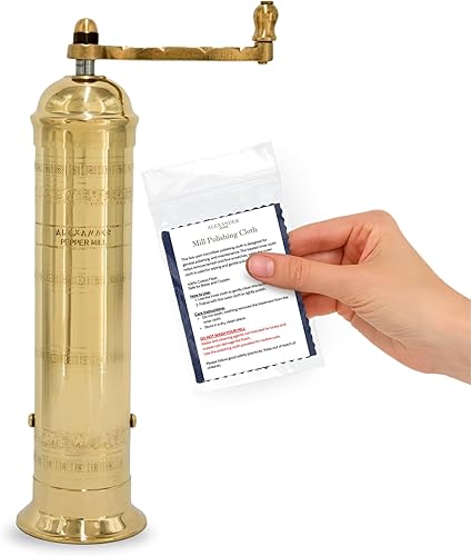 Molinillo de pimienta griego original de 10 pulgadas de alto Molinillo de pimienta europeo con manivela Molinillo de pimienta manual Granos de