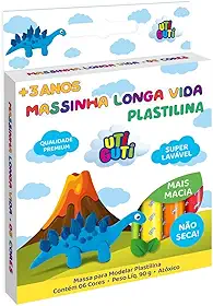 UTIGUTI Massinha Longa Vida, Massa para Modelar Colorida em Estojo, Longa Vida, 6 Cores