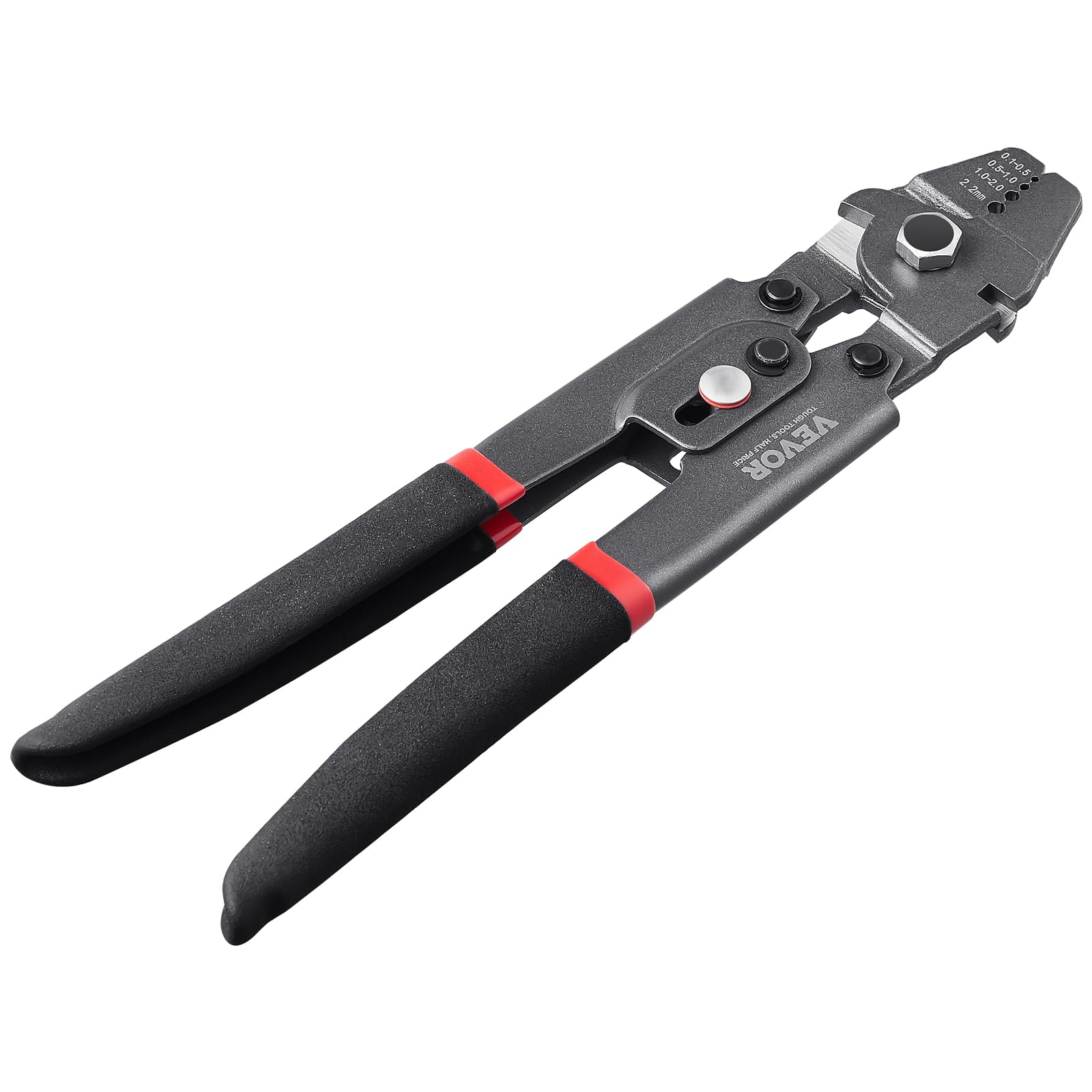 VEVOR Pinze Crimpatrice per Cavi con Diametro tra 0,1-2,2mm Pinza Capicorda per Terminali Manicotti in Alluminio, Pinza a Crimpare in Acciaio 55# Durezza Massima 50 HRC, Utensili per Crimpaggio Cavi