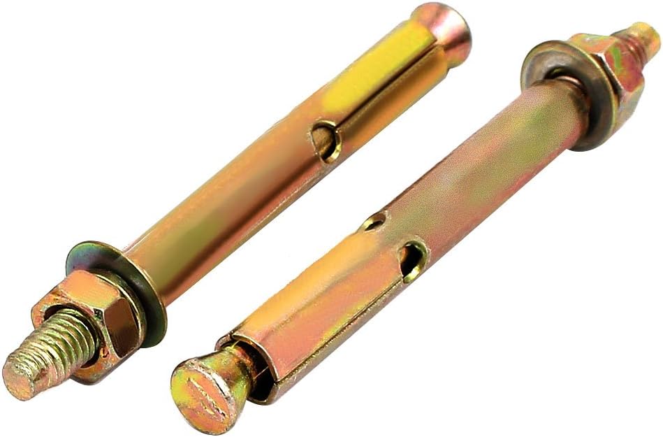 M6x80mm Zinc Fastener Plated Sleeve Anchor Expansion Bolt Bronze Tone 4pcs Model:74as319qo424