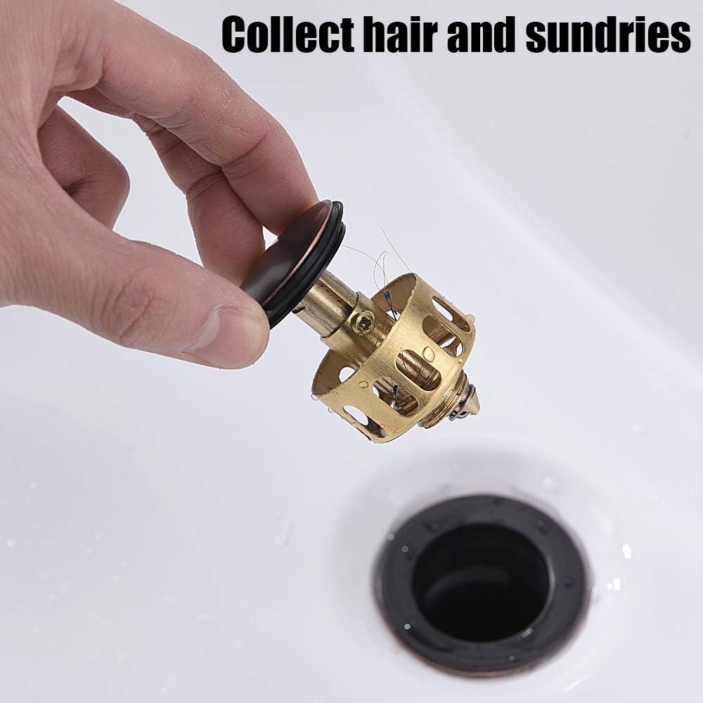 Oil Rubbed Bronze Pop Up Drain Assembly With Basket For Lavatory Bathroom Sink Vessel Sink By Phiestina - - 
